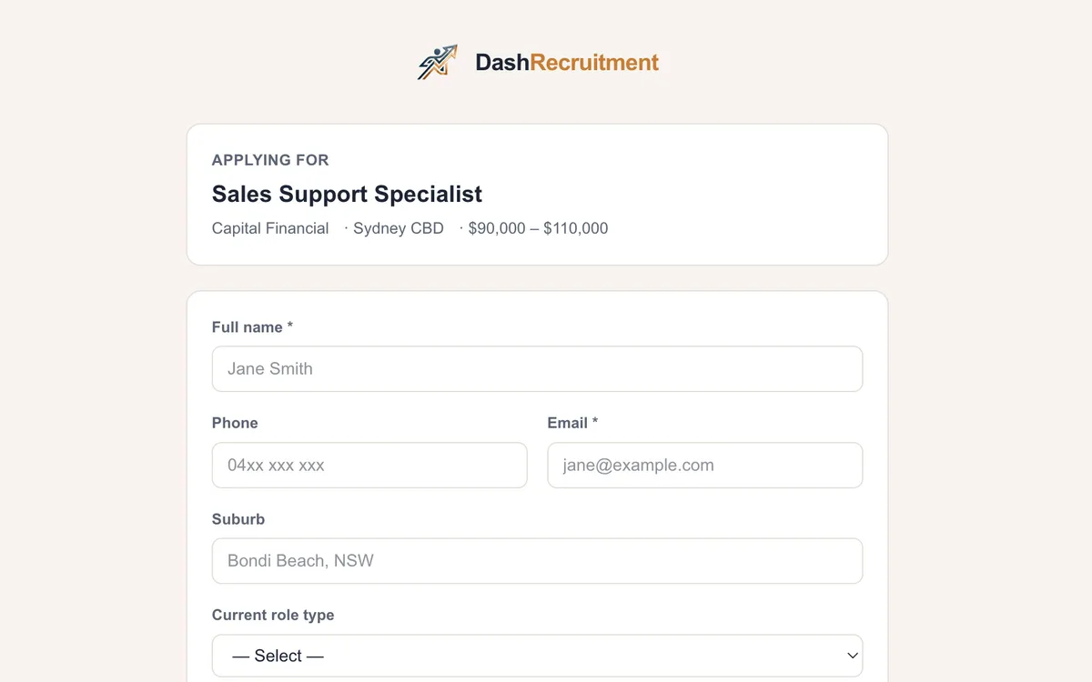 Candidate intake portal form